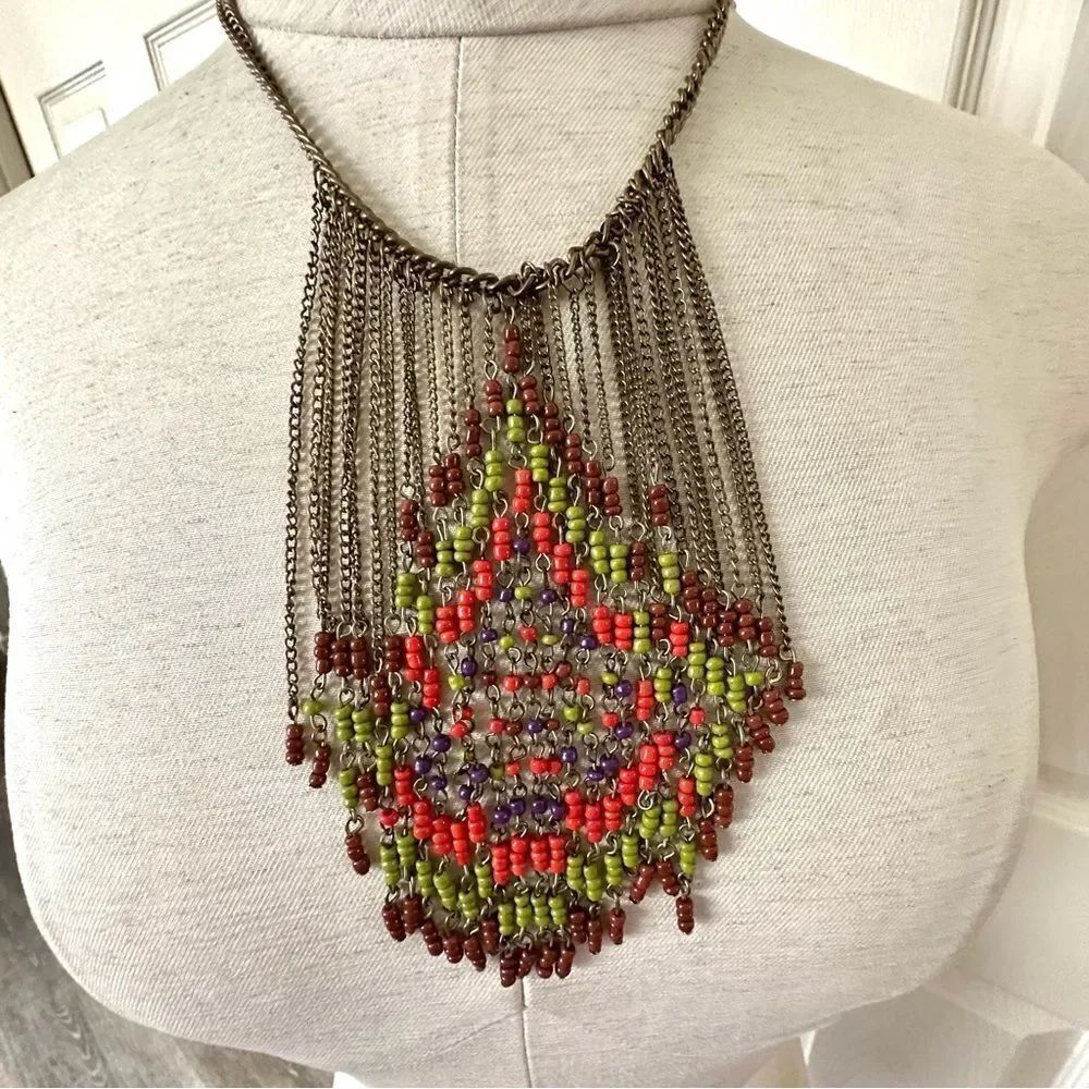 Chain beaded statement necklace - Picture 11 of 11